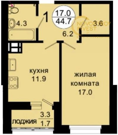 Лот: 16742350. Фото: 1. Продам 1-ком квартиру в Ж.К Новая... Квартиры, студии