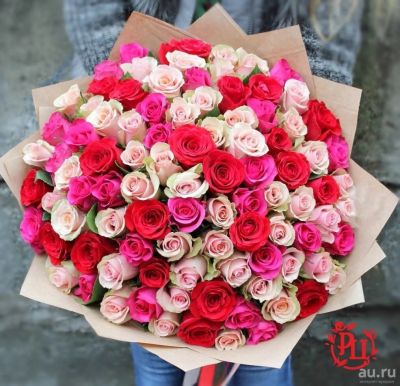 Лот: 13607499. Фото: 1. Лот № 316 Букет из 101 розы от... Свежие цветы