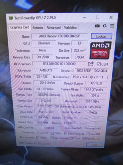 Лот: 17673418. Фото: 1. Rx 580 8GB 2048sp. Видеокарты