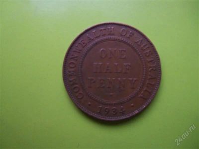 Лот: 2547233. Фото: 1. Полпенни 1934 г.Австралия Георг... Австралия и Океания