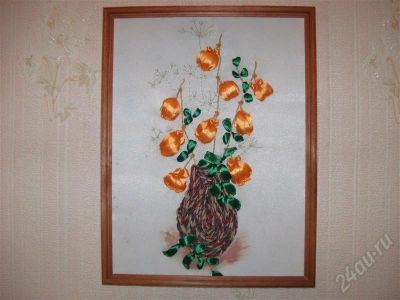 Лот: 241111. Фото: 1. Вышивка лентами "Физалис". Произведения