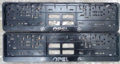 Лот: 6495209. Фото: 1. Рамка номера с защелкой Opel серебро... Детали тюнинга