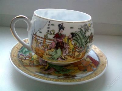 Лот: 2513491. Фото: 1. Чайная пара тончайший китайский... Кружки, стаканы, бокалы