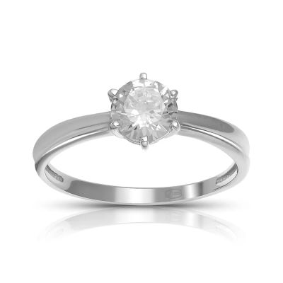 Лот: 23783629. Фото: 1. Серебряное кольцо с фианитом. Кольца, перстни