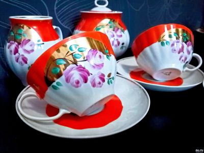 Лот: 17171502. Фото: 1. Чайный сервиз "Розы" на 6 персон... Сервизы, наборы посуды