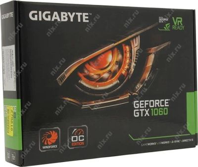 Лот: 11015608. Фото: 1. GeForce GTX 1060 GigaBYTE GV-N1060WF2OC-3GD... Видеокарты