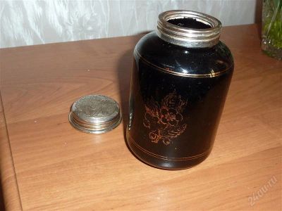 Лот: 954310. Фото: 1. Баночка из темного стекла. Контейнеры, банки