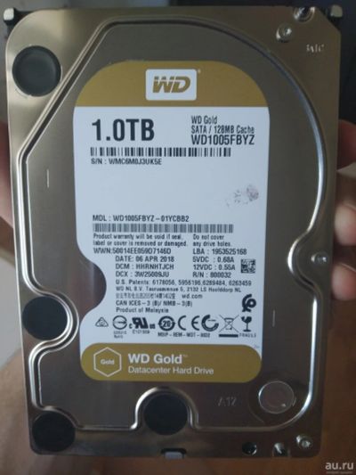 Лот: 13035854. Фото: 1. Жёсткий диск WD GOLD 1TB. Жёсткие диски