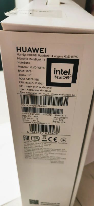 Лот: 22569952. Фото: 1. Ультрабук Huawei MateBook 14 klvd-WFH9... Ноутбуки