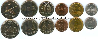 Лот: 6642506. Фото: 1. 1983-2012 г. Южная Корея 1-5-10-50-100-500... Наборы монет
