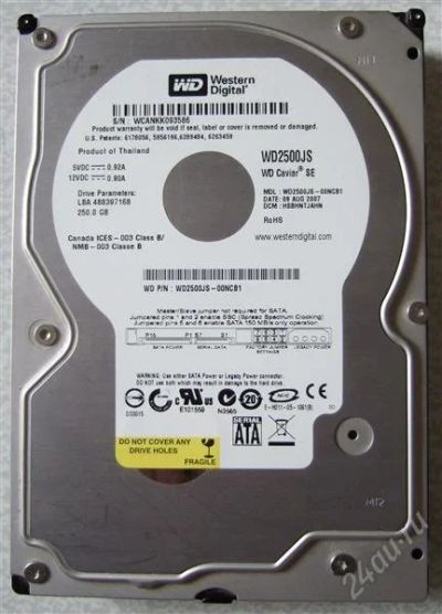 Лот: 1273169. Фото: 1. HDD 250 Gb SATA-II Western Digital... Жёсткие диски (HDD)