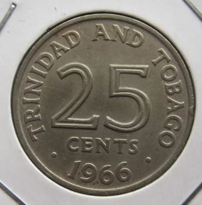 Лот: 18840921. Фото: 1. Тринидад и Тобаго25 центов 1966... Америка
