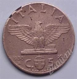Лот: 148733. Фото: 1. Италия. 5 чентезимо 1938г. Европа