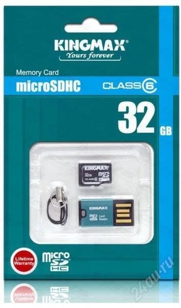 Лот: 2392591. Фото: 1. KINGMAX MicroSDHC 32GB Class 6... Карты памяти
