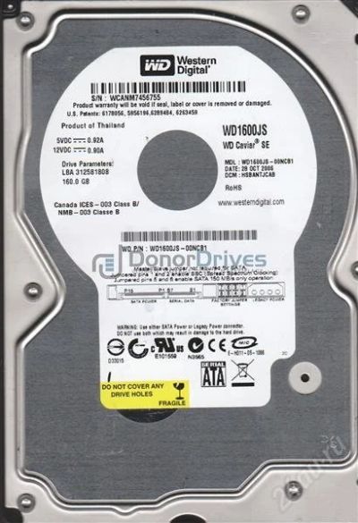 Лот: 2847721. Фото: 1. Жесткий диск WD WD1600JS 160 GB. Жёсткие диски (HDD)