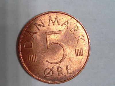 Лот: 14478318. Фото: 1. Монета Дании 5 эре (2). Европа