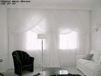 Лот: 4098605. Фото: 1. Белоснежный комплект для гостиной. Шторы, тюль