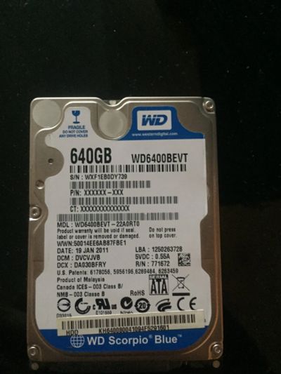 Лот: 16766676. Фото: 1. Жесткий диск для ноута 640гб. Жёсткие диски (HDD)