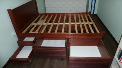 Лот: 6941522. Фото: 1. Кровать двуспальная с ящиками... Кровати