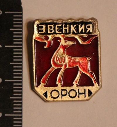 Лот: 11496840. Фото: 1. Значок: Эвенкия. Орон. Олень... Сувенирные