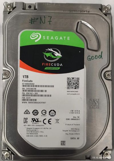 Лот: 24775175. Фото: 1. SSHD ST1000DX002 #N7. Жёсткие диски (HDD)