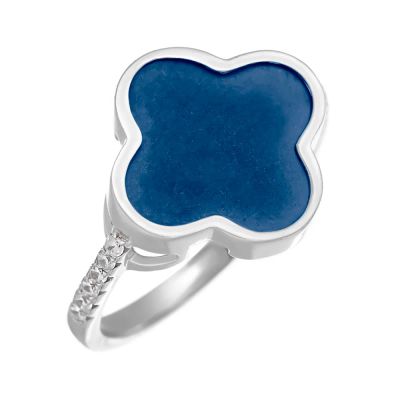 Лот: 23822751. Фото: 1. Серебряное кольцо Клевер с керамикой... Кольца, перстни