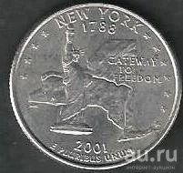 Лот: 9472453. Фото: 1. 25 центов 2001 г. США. Нью- Йорк... Америка