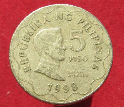 Лот: 15838973. Фото: 1. Филиппины 5 писо, 1998г. Остальные страны