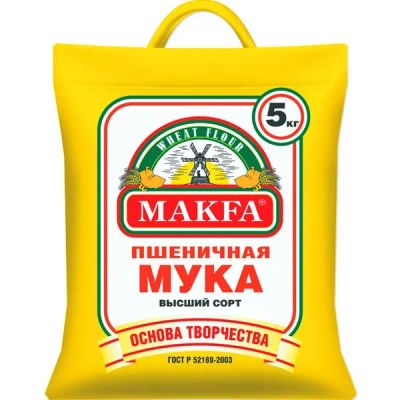 Лот: 20066160. Фото: 1. Мука пшеничная Макфа мешок 10кг. Крупы, сыпучие продукты