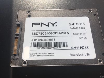 Лот: 13643920. Фото: 1. SSD Диск PNY 240 Gb (7часов наработки... SSD-накопители