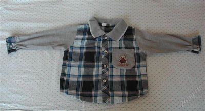 Лот: 1000757. Фото: 1. Рубашка клетчатая с длинным рукавом. Рубашки, блузки, водолазки