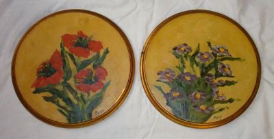 Лот: 11191553. Фото: 1. Картины на дереве 2шт. "Цветы... Картины, гравюры
