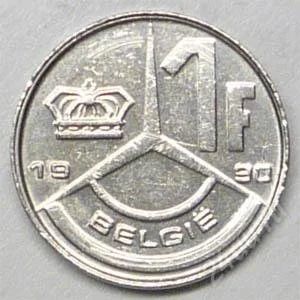 Лот: 1164827. Фото: 1. Бельгия. 1 франк 1990г. (2-1). Европа