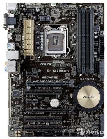 Лот: 5635813. Фото: 1. Материнская плата Asus H97-PRO... Материнские платы