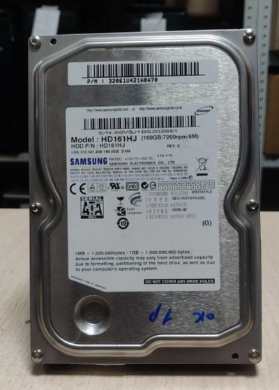 Лот: 20318119. Фото: 1. HDD 160 Гб/Samsung/3,5''/Sata... Жёсткие диски (HDD)