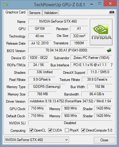 Лот: 5163504. Фото: 1. ZOTAC GTX460. Видеокарты