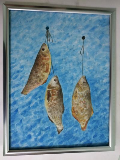 Лот: 14913045. Фото: 1. Картина Вяленый Трофей Stockfish... Картины, рисунки