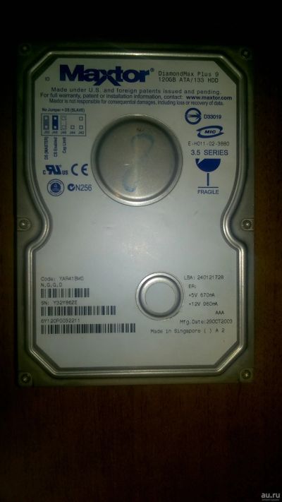 Лот: 10856774. Фото: 1. HDD 120 Gb IDE Maxtor DiamondMax... Жёсткие диски
