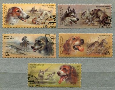 Лот: 6854990. Фото: 1. 1988 СССР Охотничьи собаки Фауна... Марки