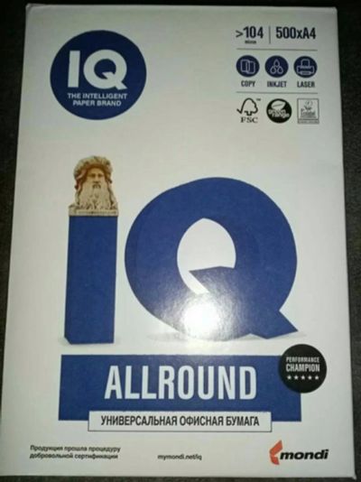 Лот: 18831226. Фото: 1. Бумага офисная IQ Allround, А4... Бумага