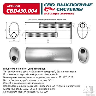 Лот: 17800828. Фото: 1. Глушитель универсальный CBD430... Выхлопная система