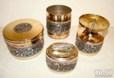 Лот: 11192640. Фото: 1. Набор настольный из 4-х предметов... Другое (антиквариат)