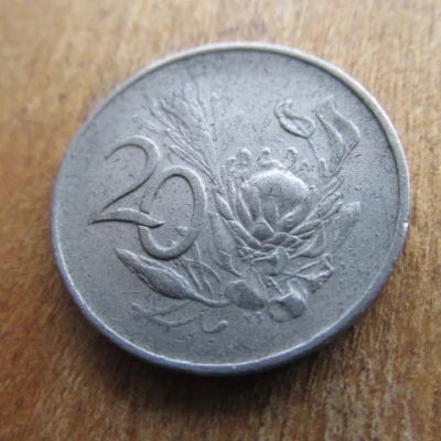 Лот: 24883333. Фото: 1. Монета 20 цент ЮАР 1965 портрет... Африка
