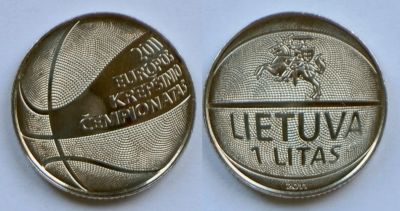 Лот: 6695549. Фото: 1. Литва. 1 лит 2011 Баскетбол UNC... Страны СНГ и Балтии