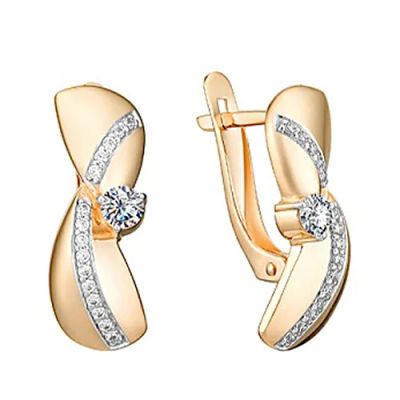 Лот: 23877480. Фото: 1. Серьги TALANT из золота с фианитами. Серьги, каффы