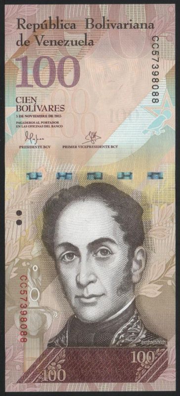 Лот: 11613949. Фото: 1. Венесуэла банкнота 100 боливаров... Америка