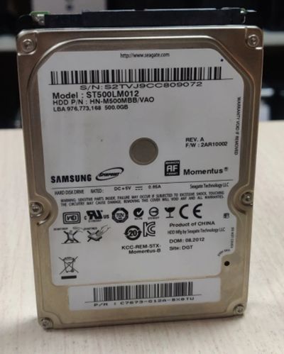 Лот: 19495652. Фото: 1. HDD для ноутбука 2.5",500 Гб... Жёсткие диски (HDD)