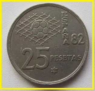 Лот: 14825728. Фото: 1. Испания 25 песет 1980. Чемпионат... Европа