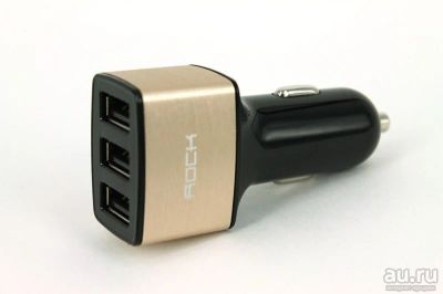 Лот: 8987406. Фото: 1. АЗУ-3USB ROCK 4,8A золото Доставка... Зарядные устройства, блоки питания, адаптеры сетевые для смартфонов