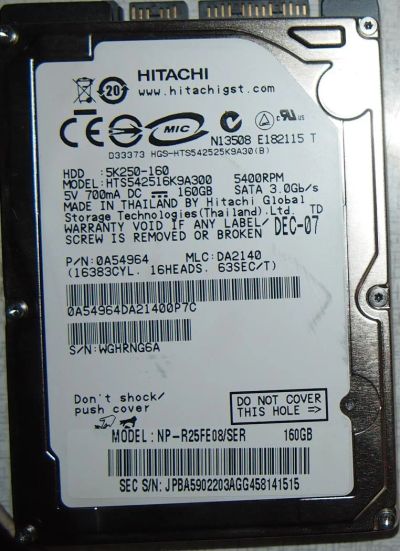 Лот: 5609723. Фото: 1. Жесткий диск для ноутбука. 160... Жёсткие диски (HDD)